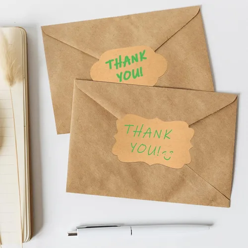 Vista 3 de 600 piezas de etiquetas adhesivas Kraft para regalos, etiquetas en blanco adhesivas pequeñas para frascos de conservas, etiquetas para escribir