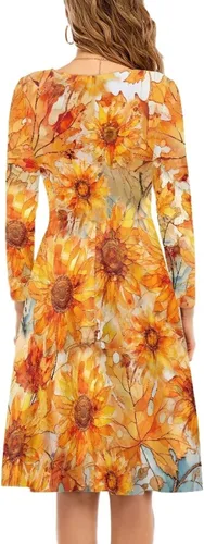 Vista 3 de Viewamoon Vestidos midi para mujer, vestido de manga larga para otoño, talla S-4XL