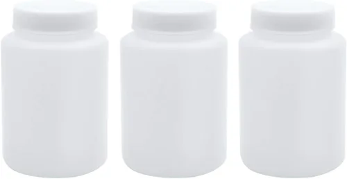 Vista 6 de Sscon Botellas de reactivo de laboratorio de boca ancha de plástico de 3.4 fl oz, botellas de sellado de muestras (blanco)