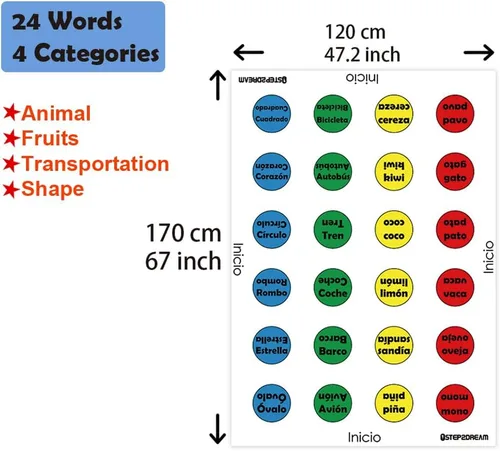 Vista 7 de 1step2dream Spanish Twister Sight Word Learning Game for Kids,Teens Juego de mesa familiar Actividades de aprendizaje preescolar