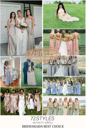 Vista 5 de 72styles - Vestido largo multiforma con bandeau, diseño ideal para dama de honor, talla extragrande convertible, se puede usar cruzado
