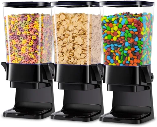 Vista 10 de Dispensador de cereales de 5L para encimera con tapas, contenedores de organización y almacenamiento para cocina y despensa, dispensador de arroz