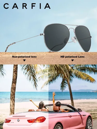 Vista 5 de CARFIA Classic Ultra-Lightweight Polarized Sunglasses for Women Men UV Protection Retro Cool Pilot Driving Sun Glasses