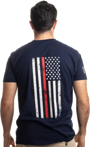 Vista 5 de Firefighter Maltese Cross Fire Fighter Rescue Courage Honor Camiseta Línea Roja