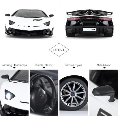 Vista 6 de RASTAR Coche de juguete Lamborghini 1:14 Lamborghini Aventador SVJ, modelo de control remoto, súper coche deportivo RC para carreras, para niños