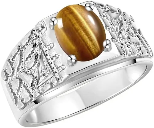 Vista 3 de Rylos Anillos para hombre Anillo de pepita de diseñador piedra preciosa ovalada de 9X7MM y diamantes brillantes - Anillos de piedra natal