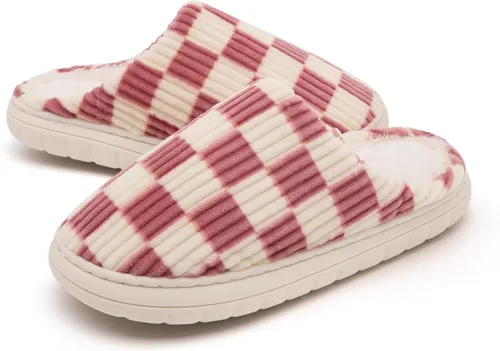 Vista 25 de Jaeynow Pantuflas mullidas para mujer en interiores, zapatos de casa unisex de espuma viscoelástica para hombre, zapatos de invierno cálidos