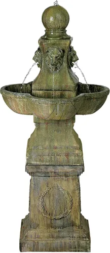 Vista 5 de Royal Lion - Fuente italiana grande de 54 pulgadas de alto para exteriores, fuente de suelo de piedra sintética, pedestal alto, función de agua