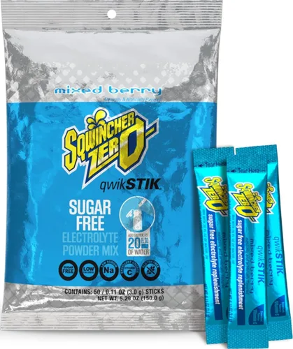 Vista 8 de Bebida en polvo Qwik Stik de Sqwincher, con electrolitos y sin azúcar (contiene 50 unidades), cítrico (Cool Citrus), 50 Zero sugar electrolyte