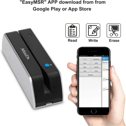 Vista 6 de MSR X6 Bluetooth lector de tarjetas de deslizamiento magnético escritor codificador 3-Track MSRX6BT para móvil/tabletas/PC