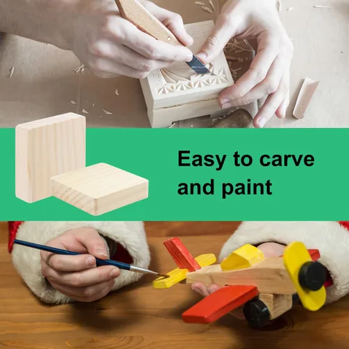 Vista 6 de Paquete de 26 bloques de madera de 4 x 4 x 1 pulgada para manualidades, cuadrados de madera sin terminar de 4 pulgadas, perfectos para proyectos