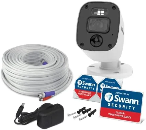 Vista 7 de Swann Cámara de bala de luz intermitente DVR complementaria con proyector de sensor, video de 1080P, diseño interior o exterior, visión nocturna a