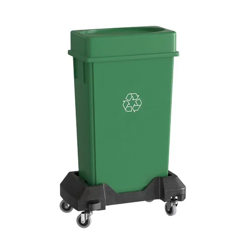 Vista 10 de Bote de basura Slim Jim negro de 23 galones con carrito