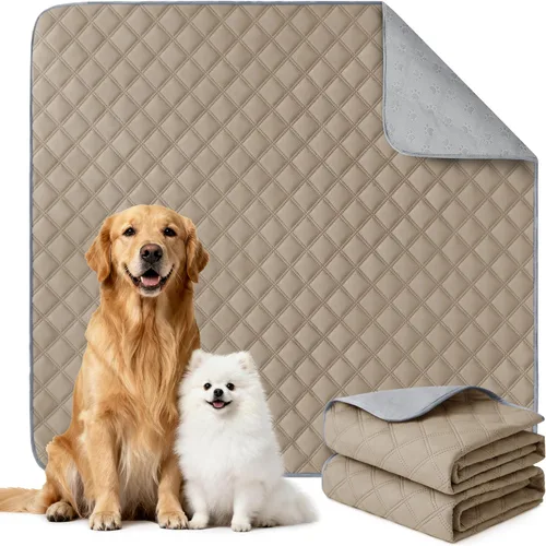 Vista 16 de Eterish Paquete de 2 almohadillas reutilizables y lavables para orina para perros, grandes, extragrandes, 36 x 41 pulgadas, paquete de 2 Beige