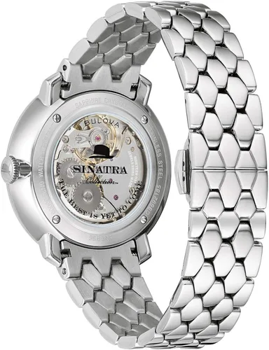 Vista 2 de Bulova Frank Sinatra - Reloj de pulsera de acero inoxidable 96B346 para hombre, plateado