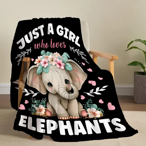 Vista 6 de Manta de elefante, regalos de elefante para mujeres y niñas, manta de franela suave, acogedora y ligera para sofá y cama, tamaño XS, 40 x 30