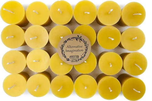 Vista 11 de Alternative Imagination Beehive - Velas votivas – Paquete de 4 velas de cera de abeja pura vertidas a mano con mechas de algodón – Sin perfume,