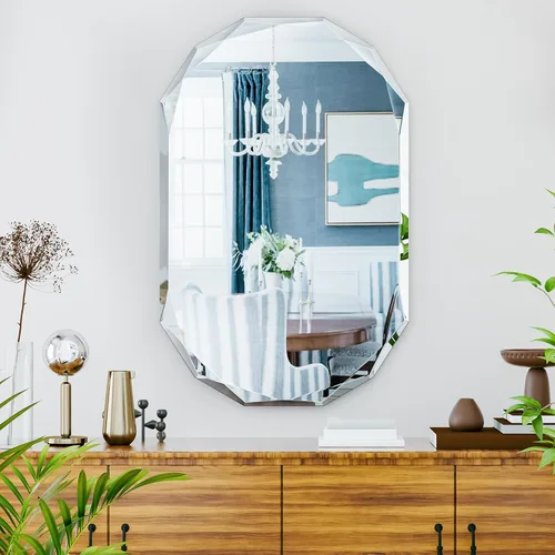 Vista 18 de Suidia Espejo de baño, espejo de pared de 20 x 20 pulgadas, espejo de baño sin marco con borde biselado para dormitorio, sala de estar, entrada