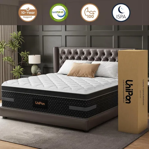 Vista 6 de Colchón firme de tamaño matrimonial de 12 pulgadas, colchón híbrido con soporte lumbar y hombro extra, cama de habitación de invitados en una caja