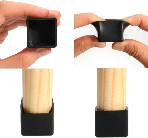 Vista 5 de 12 puntas de goma antideslizantes negras cuadradas para patas de silla, protectores de suelo de muebles, fundas para patas de silla, mesa, bar, Negro