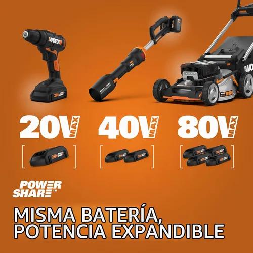Vista 6 de Worx WG323 20V Power Share Sierra de poste/cadena inalámbrica de 10" con tensión automática (batería y cargador incluidos) Alcance extra de 12