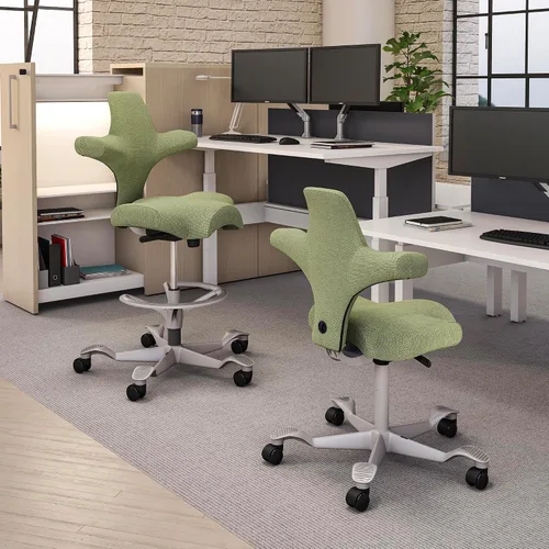 Vista 7 de HAG Capisco - Silla Sit to Stand con marco plateado, tapizada, color verde brillante Verde (Bright Green)