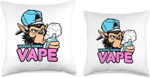 Vista 3 de Vaping Shirt Vape Store Gift Monkey Vapers Gonna Gorilla T-Shirt Vape Tee Throw Pillow, 16 x 16 pulgadas, multicolor