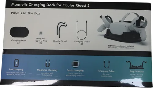 Vista 11 de AMVR Charging Dock for Oculus Quest 2, Headset Display Stand and Touch Controllers Mount Station Holder, with USB-C Charging Cable (Black)