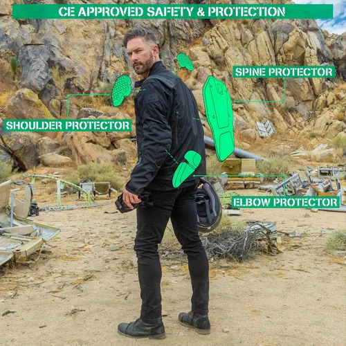 Vista 5 de Nomad - Chaqueta de motociclista para hombre, Ironborn, Cruiser Sportsbike Enduro, chaqueta de equitación para hombre con protección de armadura