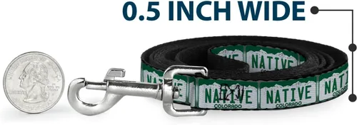 Vista 4 de Buckle-Down Correa para mascotas, placa de matrícula de Colorado Native, 4 pies de largo, 1 pulgada de ancho
