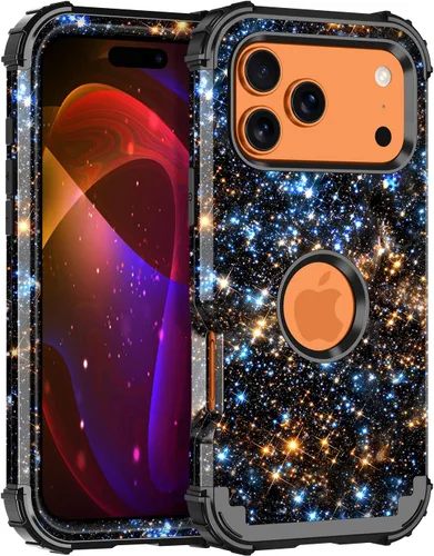 Vista 22 de Miqala Funda para iPhone 12, iPhone 12 Pro, que brilla en la oscuridad, tres capas, resistente a los golpes, protección de plástico duro + funda