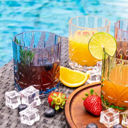 Vista 5 de BELLAFORTE - Vaso corto irrompible de plástico Tritan, juego de 4, 13 oz - Vasos de bebida de corte de cristal irrompibles Myrtle Beach al