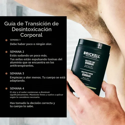 Vista 4 de Brickell Men's Products Desodorante para hombres, sin aluminio, alcohol ni bicarbonato de sodio, con polvo de raíz de flecha, aceite de oliva e