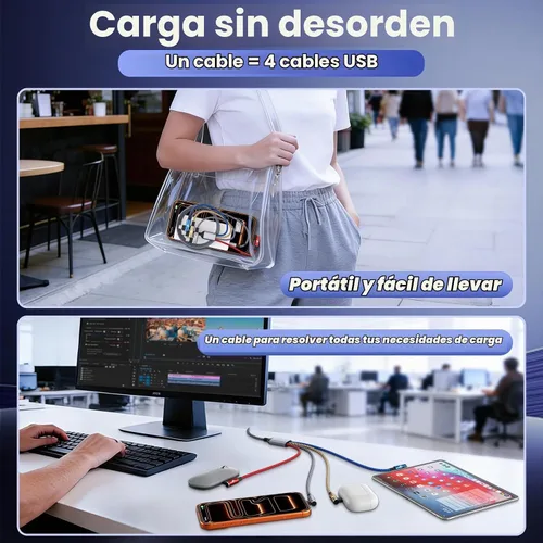 Vista 5 de Cable de ángulo recto USB A/C a USB C, cable de carga trenzado tipo C de 90 Azul_Oro_Gris_Rojo