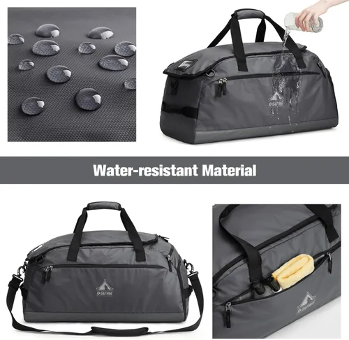Vista 2 de G4Free Bolsa de gimnasio de 60 L, bolsa de lona de 3 vías con compartimento para zapatos y bolsillo húmedo para hombres y mujeres, mochila de lona