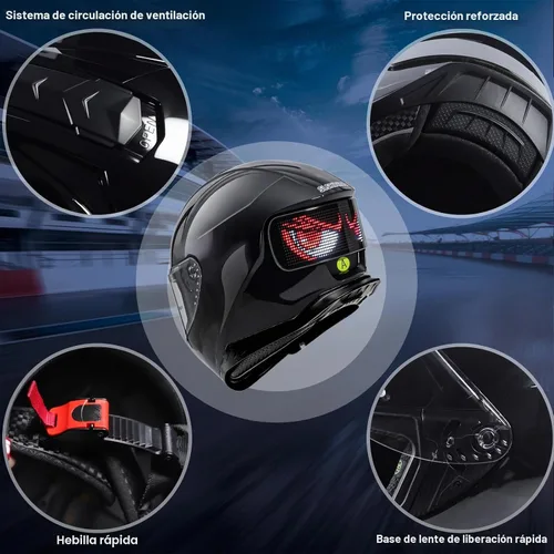 Vista 6 de Casco de Motocicleta - Casco Integral Aprobado por DOT (Control de Aplicación Inteligente), Casco de Motocicleta Compacto