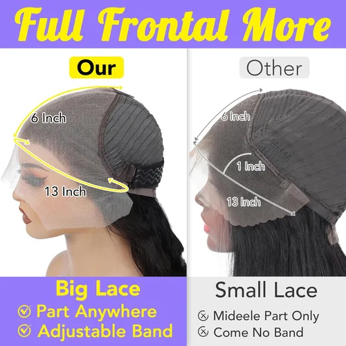 Vista 5 de Pelucas de cabello humano lacio con encaje frontal de 13 x 6 pulgadas, densidad del 200%, pelucas de cabello humano lacio de 22 pulgadas