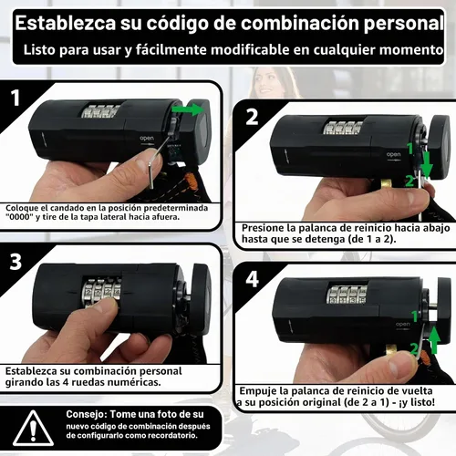 Vista 8 de KOHLBURG - Candado combinado resistente para bicicleta [vendido oro seguro] 43 pulgadas de largo Maximum Security – Anti Theft Bike Chain Lock