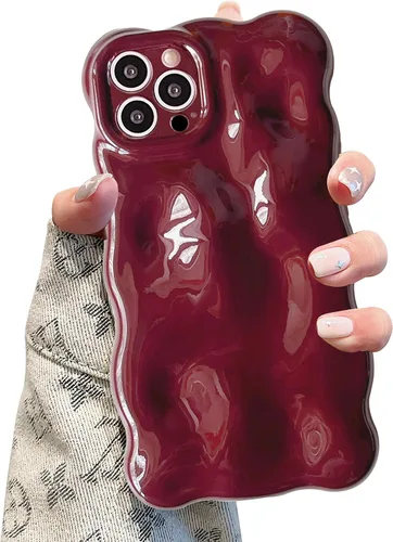 Vista 17 de UEEBAI Funda ondulada para iPhone 14 Pro Max, bonita cubierta plateada con forma de onda para iPhone, bonita funda estética 3D para teléfono
