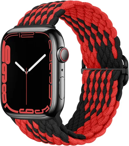 Vista 20 de Qimela - Correa elástica Solo Loop compatible con Apple Watch de 49 mm, 46 mm, 45 mm, 44 mm, 42 mm, 41 mm, 40 mm y 38 mm, correa trenzada Verde