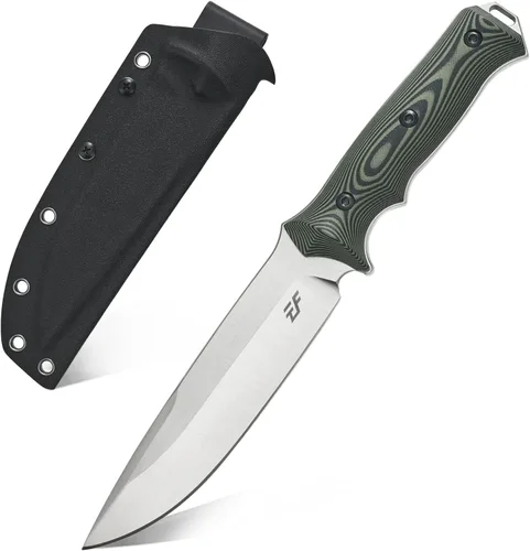 Vista 8 de Eafengrow EF128 Cuchillo de hoja fija DC53 Hoja de acero, mango G10 de dos tonos, cuchillo de hoja fija de espiga completa, cuchillo recto