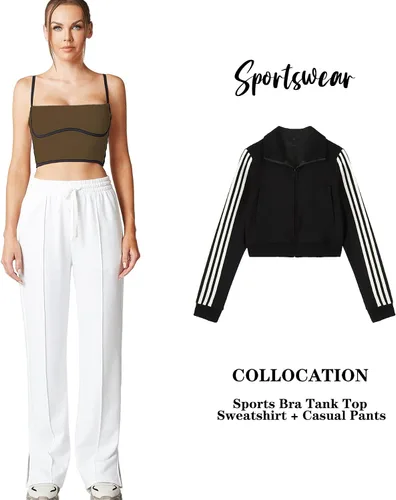 Vista 5 de Move With You Sujetador deportivo sin mangas con tirantes delgados, acolchado, cuello cuadrado, doble capa, entrenamiento, fitness, básico, crop tops