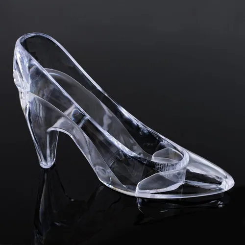 Vista 4 de Super Z Outlet Zapatilla de plástico inspirada en la princesa Cenicienta, zapatos de tacón alto, decoración de fiesta para bodas, fiestas