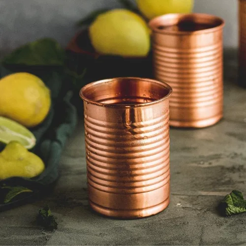 Vista 9 de Kosdeg Juego de 2 latas de cóctel de cobre de 12 onzas, elegidas por bartenders profesionales, diseño de lata de frijoles, juego de tazas de cobre