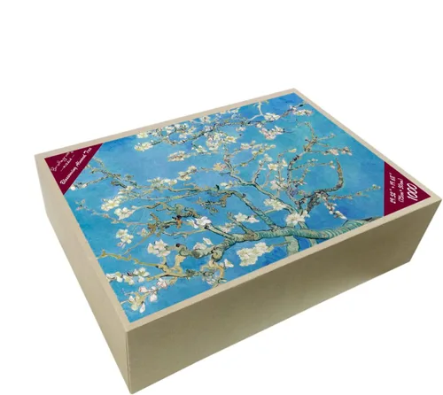 Vista 5 de Rompecabezas de madera para adultos, 1000 piezas de pinturas famosas de Van Gogh, regalos de flores de almendra, coleccionables de arte, Flores