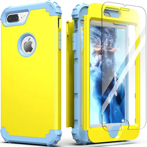 Vista 38 de IDweel Funda para iPhone 8 Plus, Funda para iPhone 7 Plus con Protector de Pantalla de Vidrio Templado, 3 en 1 Resistente a Golpes Delgada Híbrida
