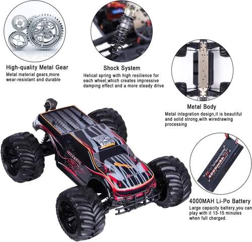 Vista 3 de JLBRACINGRC Auto RC sin escobillas de 1/10 para adultos, rápido 50+ mph de alta velocidad RTR RC camión, camión monstruo todoterreno 4WD, auto