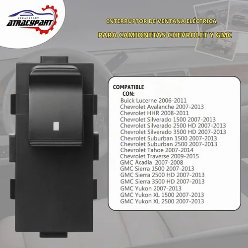 Vista 2 de Interruptor de ventana de pasajero, compatible con Chevy Silverado Tahoe