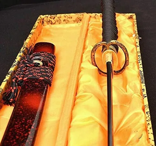 Vista 7 de Espada japonesa Samurai Katana GLW, espada de arcilla de acero plegado original, hoja templada afilada de 41 pulgadas