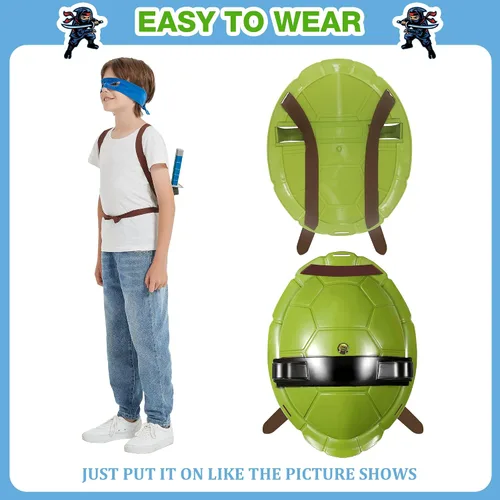 Vista 4 de Disfraz de superhéroe de Ninja con armas de juguete, máscaras de ojos y concha para niños